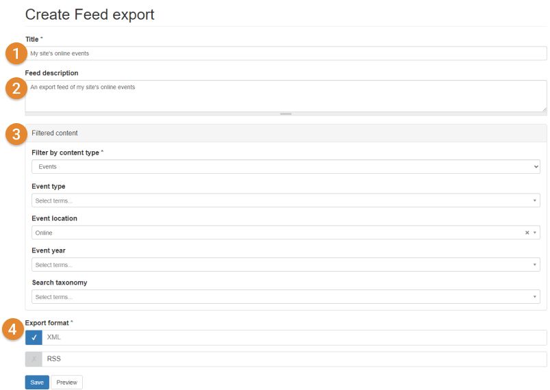 creating an export feed