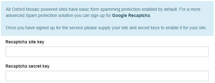 Form spam protection tab