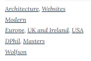 screenshot published page for taxonomy terms display widget used on person page showing links to taxonomy term pages without vocabulary labels