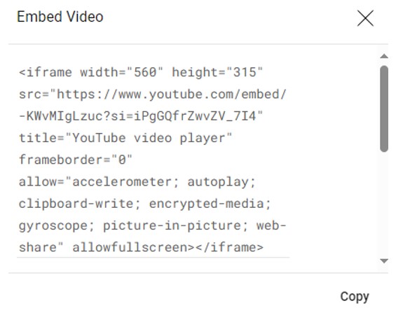screenshot YouTube copy embed video script