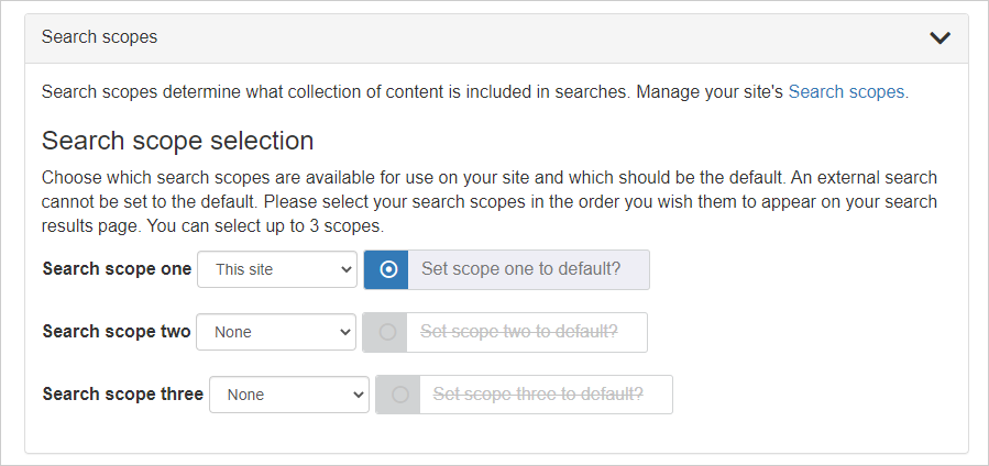 search scope display options