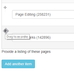 reordering selected content items