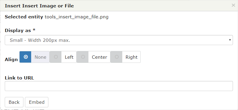 Image or file display options