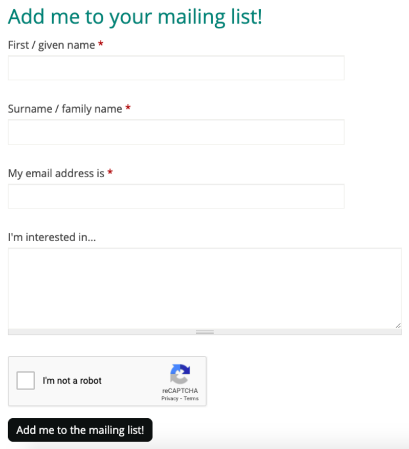 Screenshot of a simple web form