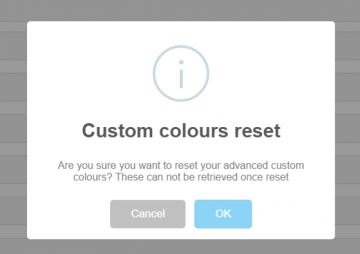 Custom theme colours reset warning