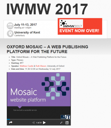 IMWM 2017 Oxford Mosaic plenary