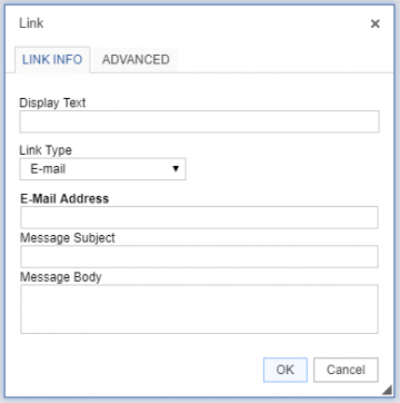 Link modal email configuration